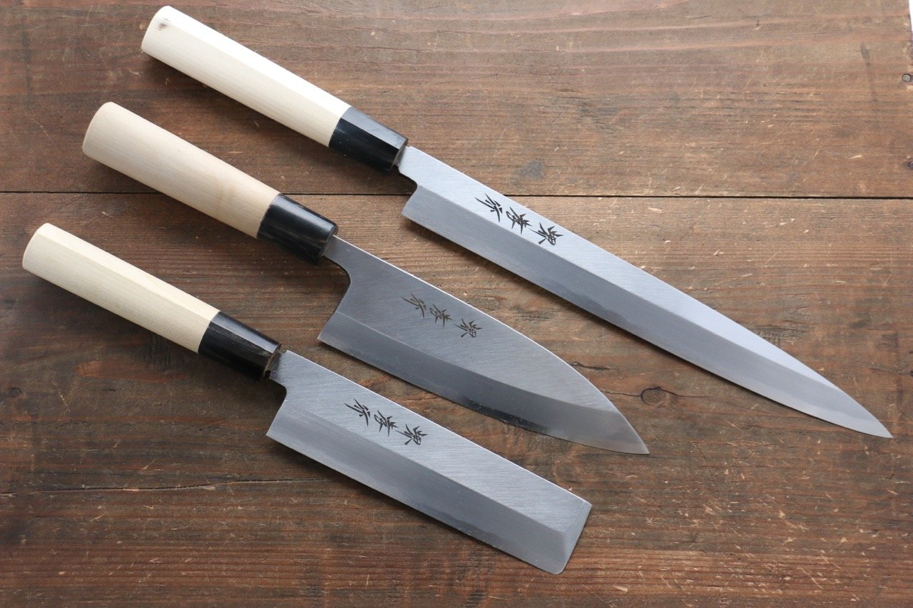 Sakai Takayuki Kasumitogi White Steel Single-edged Starter Set (06304, 06336, 06362) - 清助刃物