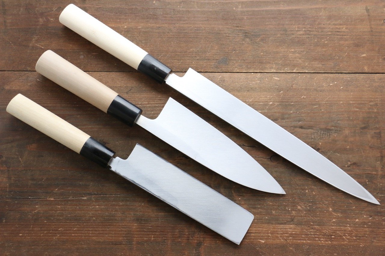 Sakai Takayuki Kasumitogi White Steel Single-edged Starter Set (06304, 06336, 06362) - 清助刃物