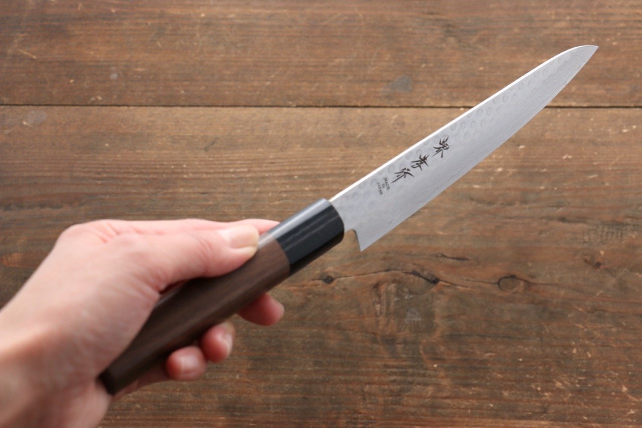 Sakai Takayuki 45 Layer Damascus Japanese Chef's Santoku Knife 180mm & Petty Knife 150mm with Shitan Handle Set - 清助刃物