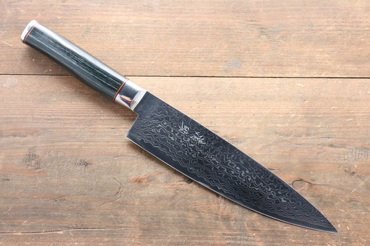 清助 コバルトゴールド ダマスカス 牛刀包丁 210mm マイカルタ柄 - 清助刃物