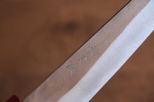 加藤 義実 青スーパー鋼 梨地 切付ペティナイフ  150mm 赤ホンジュラス柄 - 清助刃物