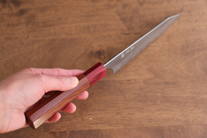 加藤 義実 青スーパー鋼 梨地 切付ペティナイフ  150mm 赤ホンジュラス柄 - 清助刃物