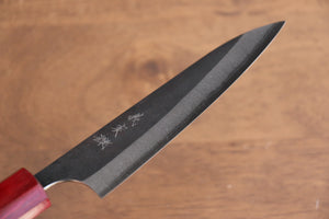 加藤 義実 青スーパー鋼 黒打 ペティーナイフ  120mm 紫檀柄 - 清助刃物