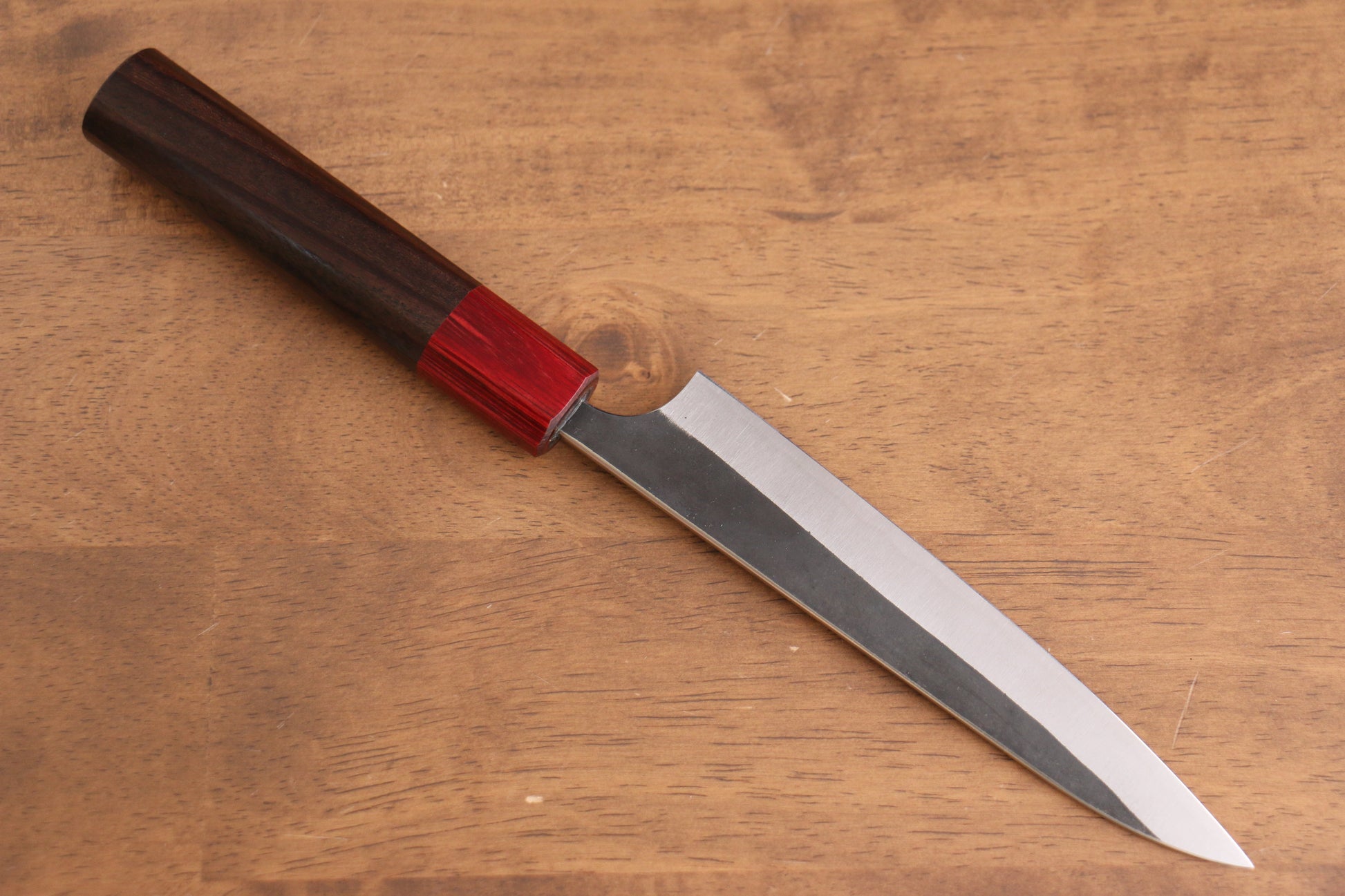 加藤 義実 青スーパー鋼 黒打 ペティーナイフ  150mm 紫檀柄 - 清助刃物