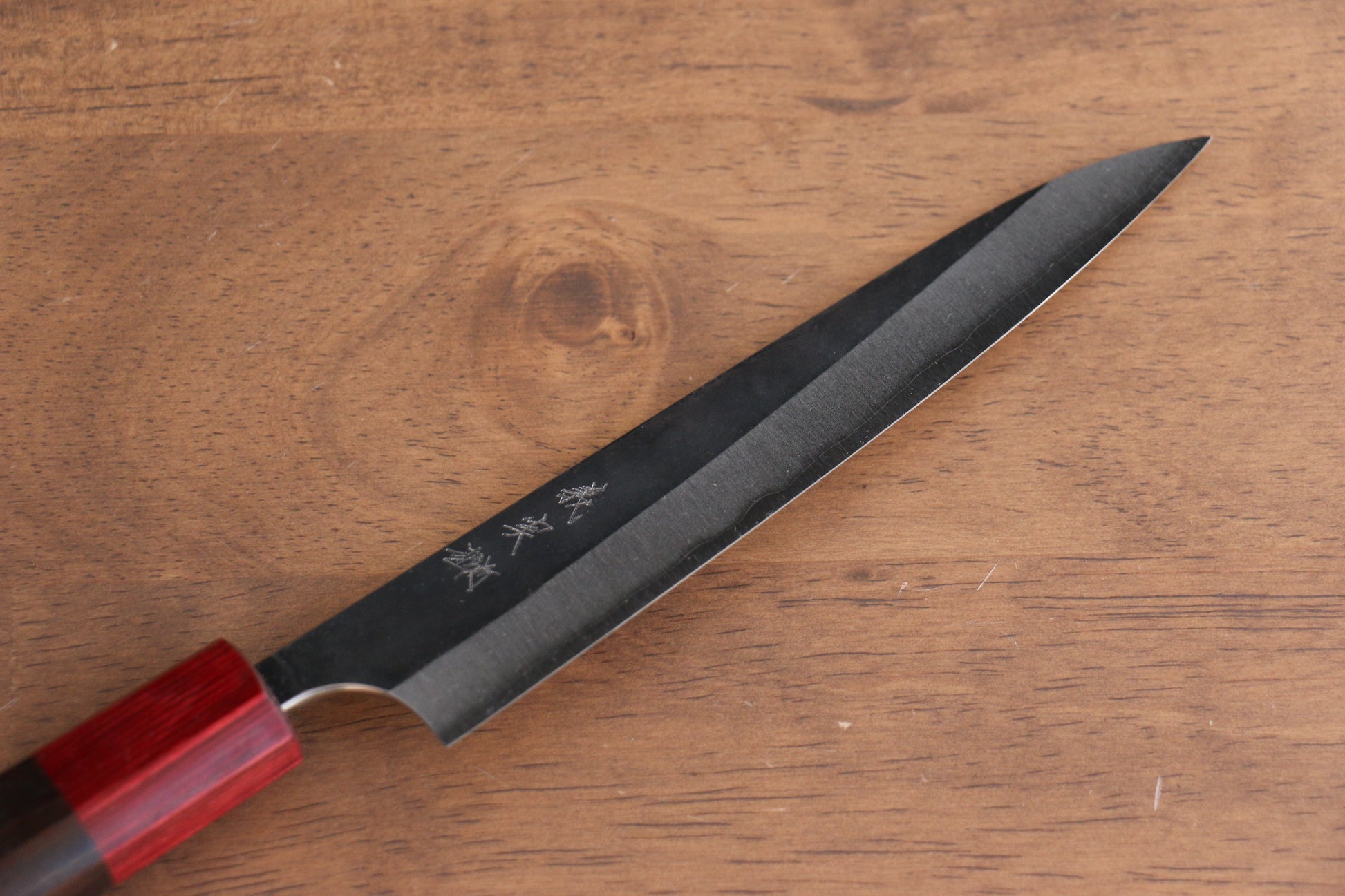 加藤 義実 青スーパー鋼 黒打 ペティーナイフ  150mm 紫檀柄 - 清助刃物