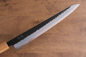 清助 黒白 青スーパー鋼 鎚目 黒打 筋引包丁 和包丁 240mm 紫檀柄 - 清助刃物