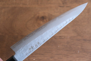 山本 直 AUS8 鎚目 ペティーナイフ 和包丁 160mm 黒合板柄 - 清助刃物