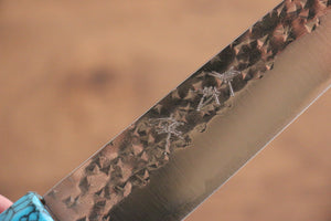 黒崎 優 閃光 R2/SG2 鎚目 ペティーナイフ 和包丁 150mm 紫檀 (口輪：ターコイズ)柄 - 清助刃物