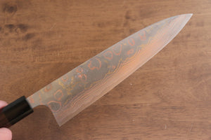 佐治 武士 青ニ鋼 有色ダマスカス 牛刀包丁 和包丁 210mm 紫檀柄 - 清助刃物