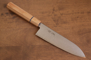 清助 V金10号 ダマスカス 三徳包丁  180mm ホワイトウッド柄 - 清助刃物