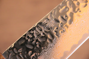 清助 月影 AUS10 磨き仕上げ 鎚目 ダマスカス 文化包丁  170mm 樫柄 - 清助刃物