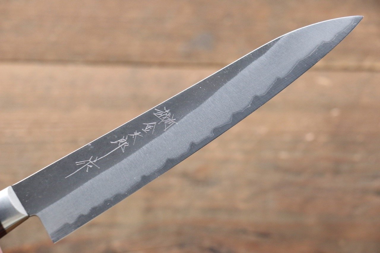 加藤 義実 青スーパー鋼 黒打 ペティーナイフ  150mm 合板柄 - 清助刃物