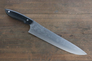 佐治 武士 コアレス ダマスカス 牛刀包丁  240mm 黒マイカルタ柄 - 清助刃物