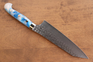 黒崎 優 閃光 鋭 R2/SG2 鎚目 三徳包丁  165mm 青白アクリル柄 - 清助刃物