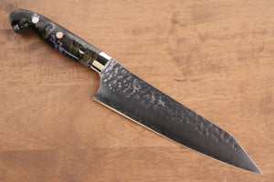 黒崎 優 閃光 鋭 R2/SG2 鎚目 牛刀包丁 和包丁 180mm 黒アクリル柄 - 清助刃物