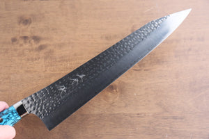 黒崎 優 閃光 鋭 R2/SG2 鎚目 牛刀包丁 和包丁 270mm ターコイズ柄 - 清助刃物