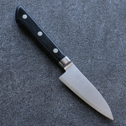 清助 V金10号 ダマスカス ペティーナイフ  80mm 黒合板柄 - 清助刃物