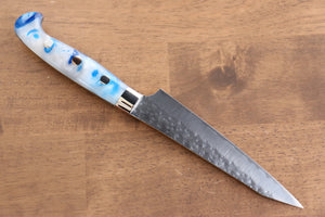 黒崎 優 閃光 鋭 R2/SG2 鎚目 ペティーナイフ 和包丁 130mm 青白アクリル柄 - 清助刃物