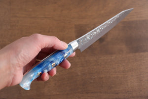 黒崎 優 閃光 鋭 R2/SG2 鎚目 ペティーナイフ 和包丁 130mm 青白アクリル柄 - 清助刃物