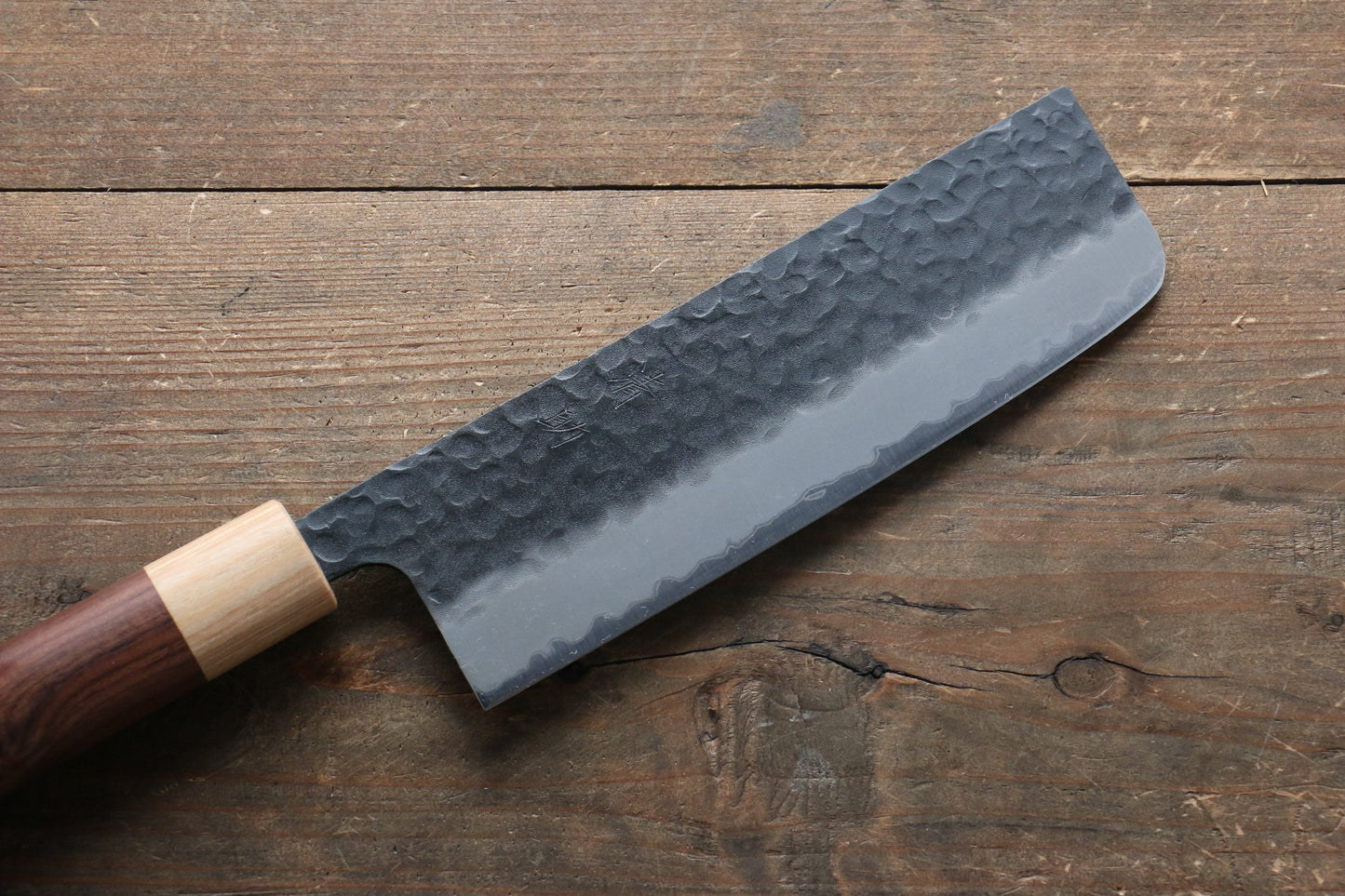 清助 黒白 青スーパー鋼 鎚目 菜切包丁  165mm モラド柄 - 清助刃物