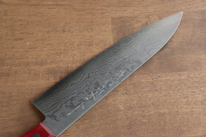 山本 直 V金10号 ダマスカス 牛刀包丁 和包丁 180mm 赤合板柄 - 清助刃物
