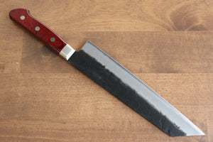 清助 黒梨 青スーパー鋼 梨地 黒打 切付牛刀包丁 和包丁 210mm 赤合板柄 - 清助刃物