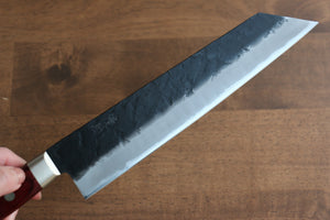 清助 黒梨 青スーパー鋼 梨地 黒打 切付牛刀包丁 和包丁 210mm 赤合板柄 - 清助刃物