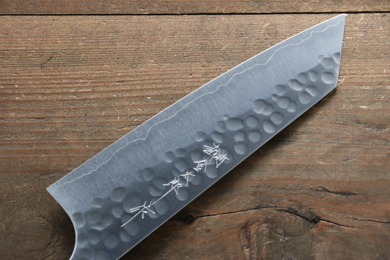 Yoshimi Kato Silver Steel No.3 Hammered Bunka  165mm with Brown Lacquered Handle - 清助刃物