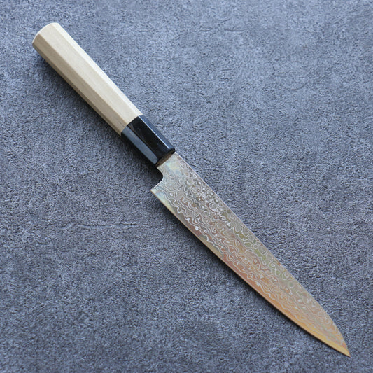 三寿ゞ AUS10 ダマスカス 磨き仕上げ ペティーナイフ  150mm 朴柄 - 清助刃物