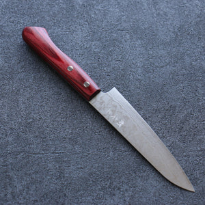 安立 勝重 V金10号 ダマスカス ペティーナイフ 和包丁 135mm 赤合板柄 - 清助刃物