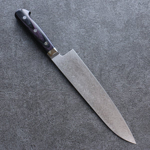 加藤 義実 V金10号 ダマスカス 磨き仕上げ 牛刀包丁 和包丁 210mm 紫合板柄 - 清助刃物