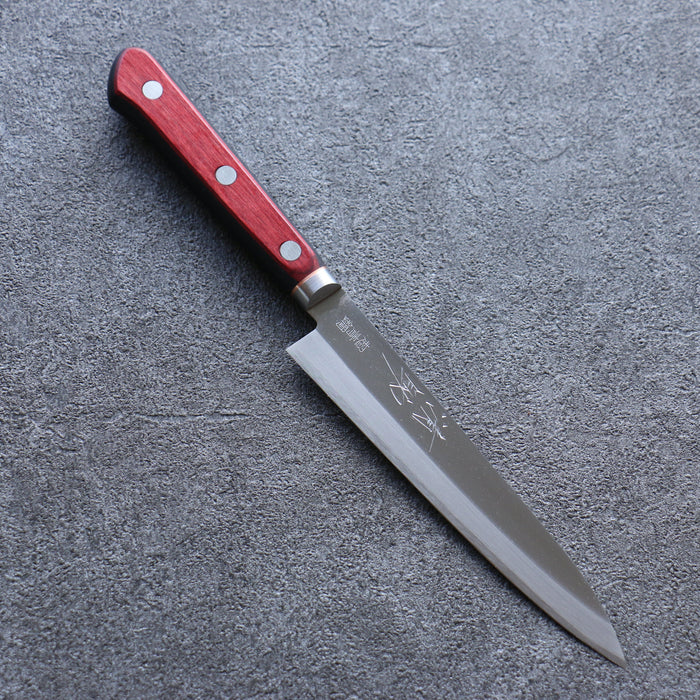 清助 青スーパー鋼 磨き仕上げ ペティーナイフ 和包丁 145mm 赤黒合板柄
