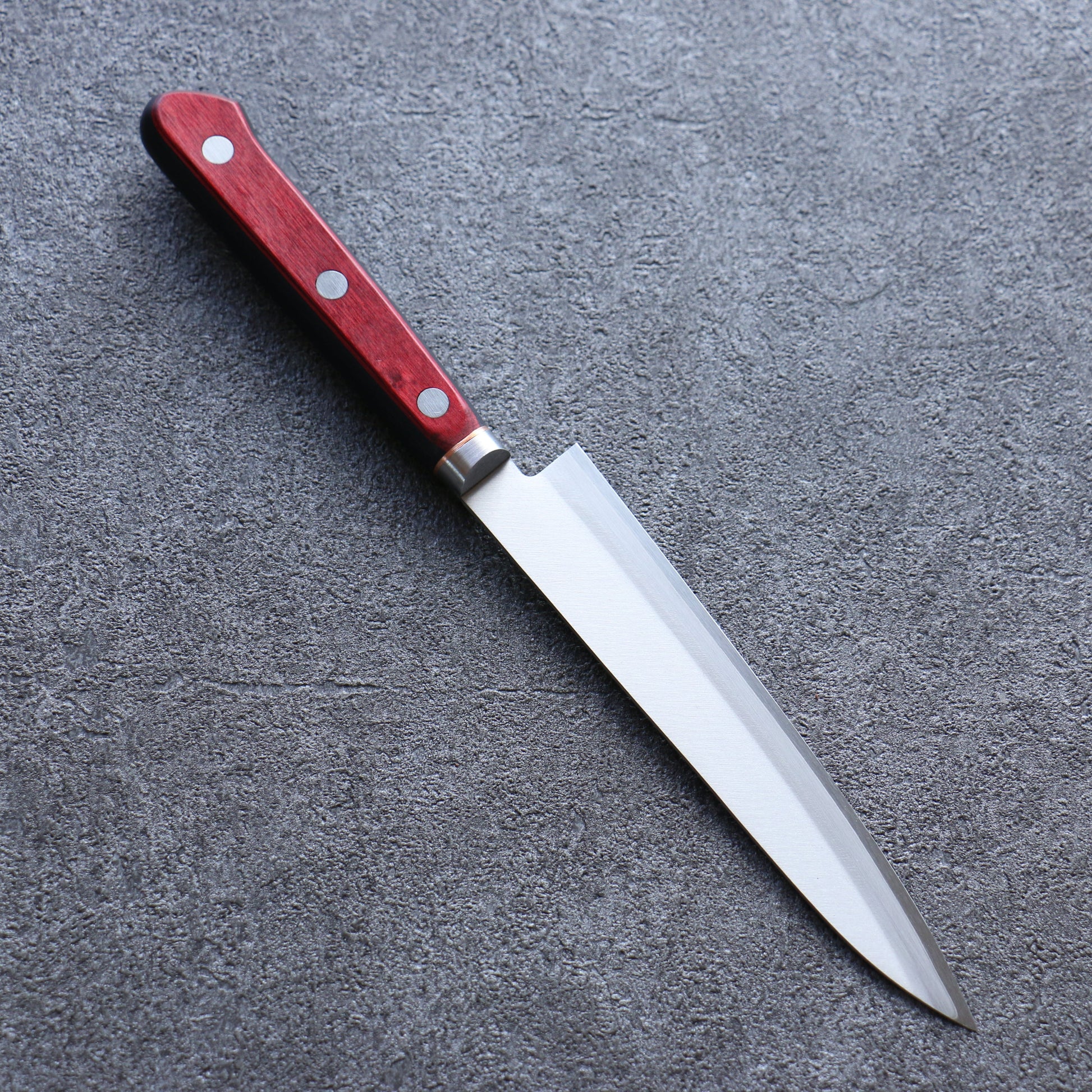 清助 青スーパー鋼 磨き仕上げ ペティーナイフ  145mm 赤黒合板柄 - 清助刃物