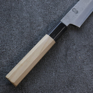 菊月 白ニ鋼 梨地 ペティーナイフ 和包丁 150mm 朴柄 - 清助刃物