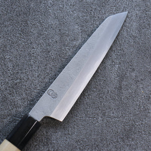 菊月 白ニ鋼 梨地 切付ペティナイフ 和包丁 135mm 朴柄 - 清助刃物