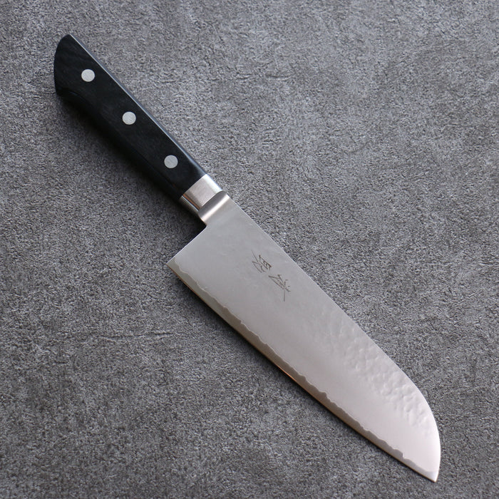 清助 V金5号 鎚目 霞研 三徳包丁 和包丁 175mm 黒合板柄