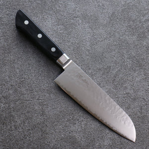 清助 V金5号 鎚目 霞研 三徳包丁 和包丁 160mm 黒合板柄 - 清助刃物