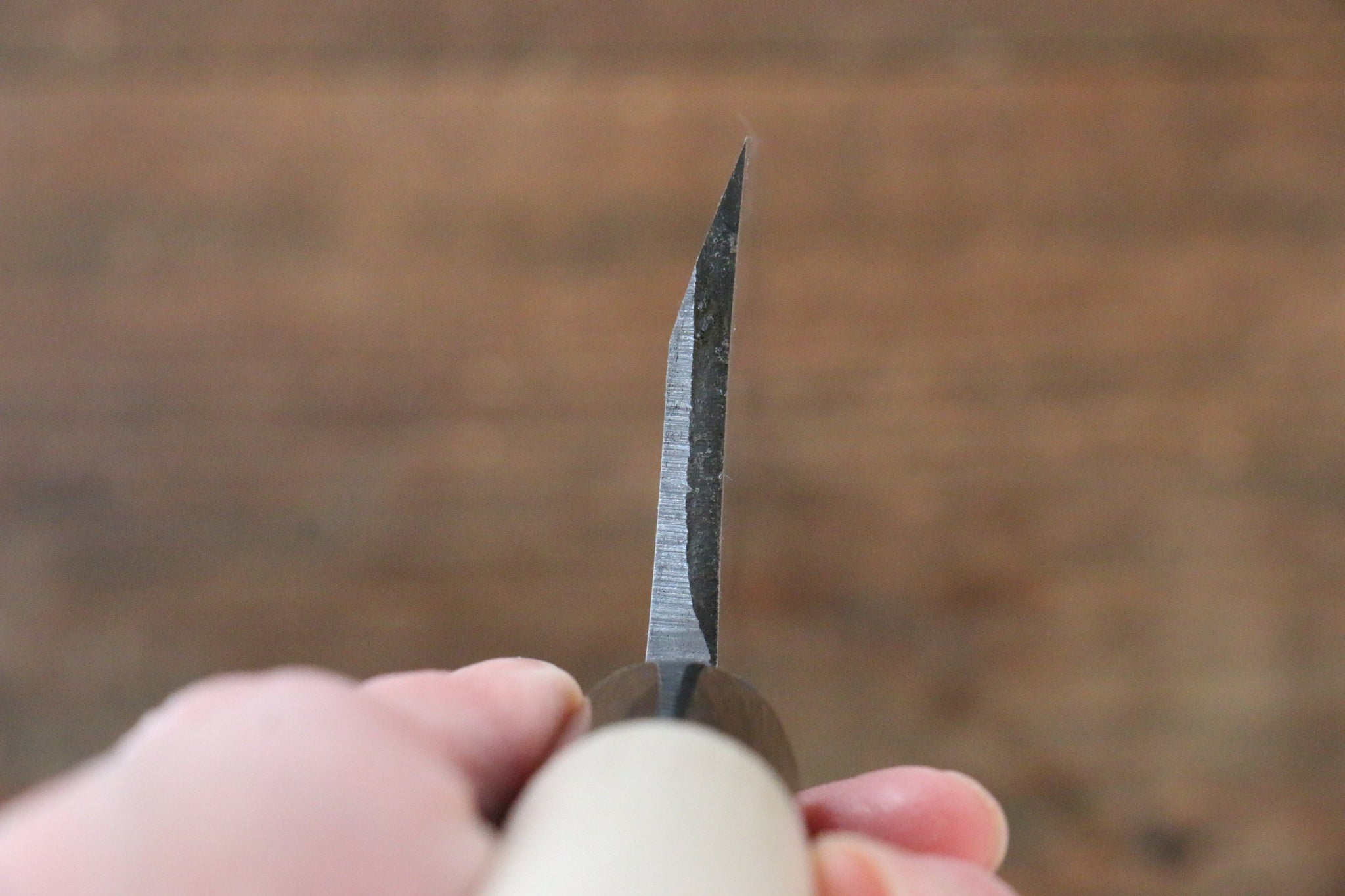 堺 孝行 霞研 白鋼 虎視眈々の彫刻入り 出刃包丁 - 清助刃物