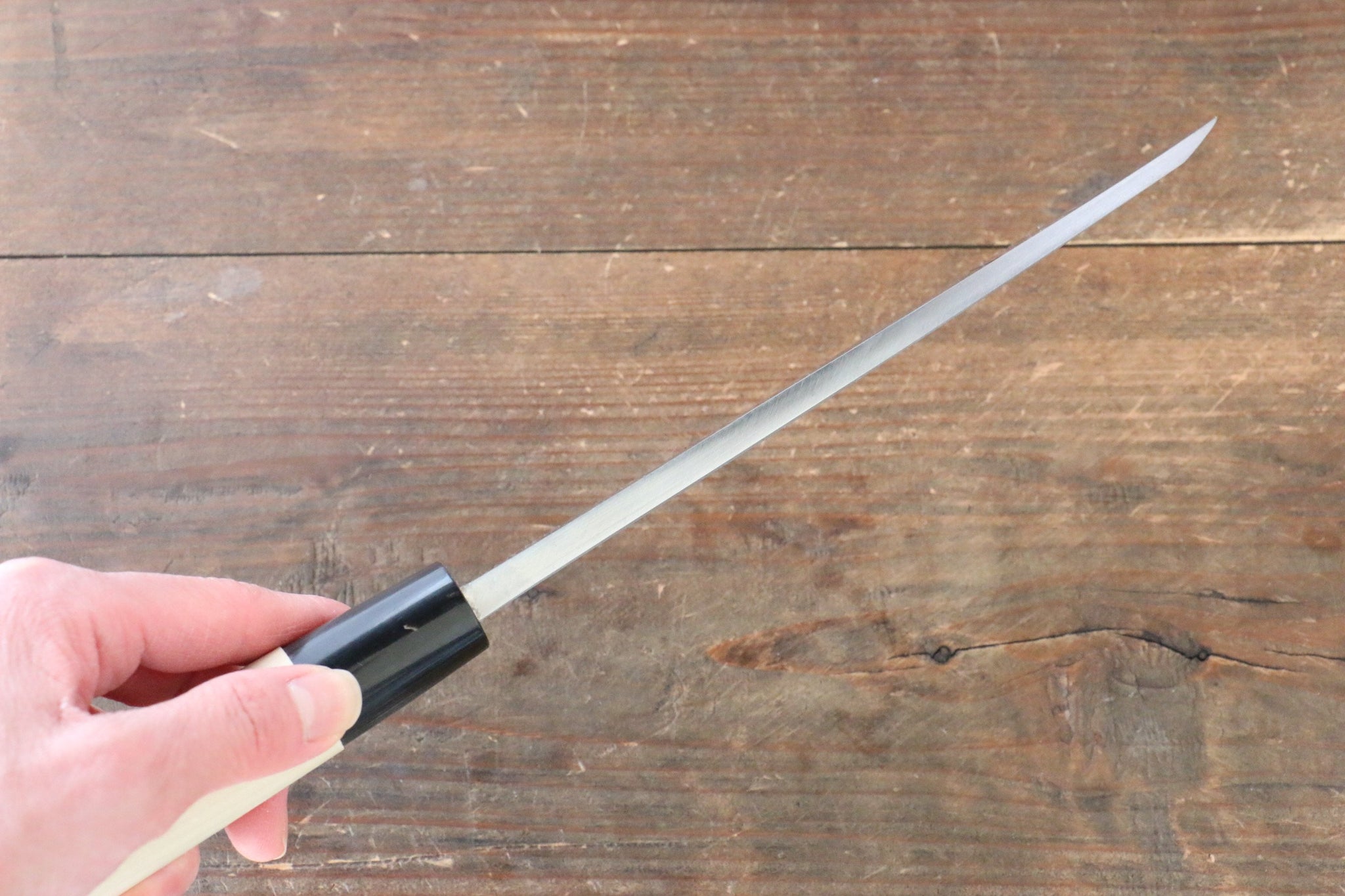 堺 孝行 霞研 白鋼 一登竜門の彫刻入り 出刃包丁 - 清助刃物