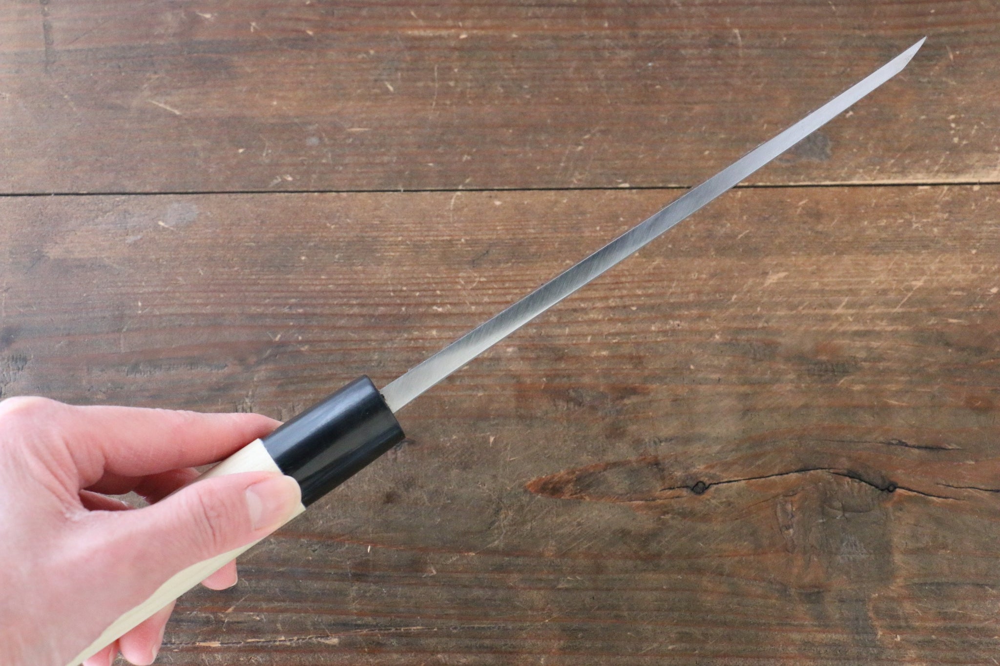 堺 孝行 霞研 白鋼 俎上の鯉の彫刻入り 出刃包丁 - 清助刃物