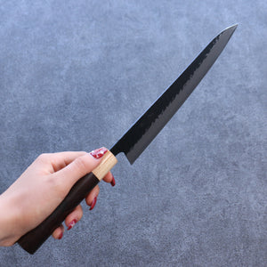 清助 紫檀 青スーパー鋼 鎚目 黒打 牛刀包丁 和包丁 210mm 紫檀柄 - 清助刃物