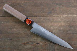 田中 誠貴 銀三鋼 梨地 ペティーナイフ 和包丁 150mm ウォルナット柄 - 清助刃物