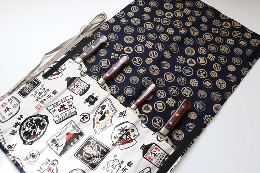 Japanese Style Knife Roll Kamon-Ura-GoldKamon 4 Pockets - 清助刃物