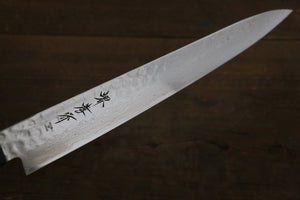 堺 孝行 AUS-10 45層 ダマスカス 鎚目 筋引包丁 240mm 金漆塗り柄  鞘付き - 清助刃物