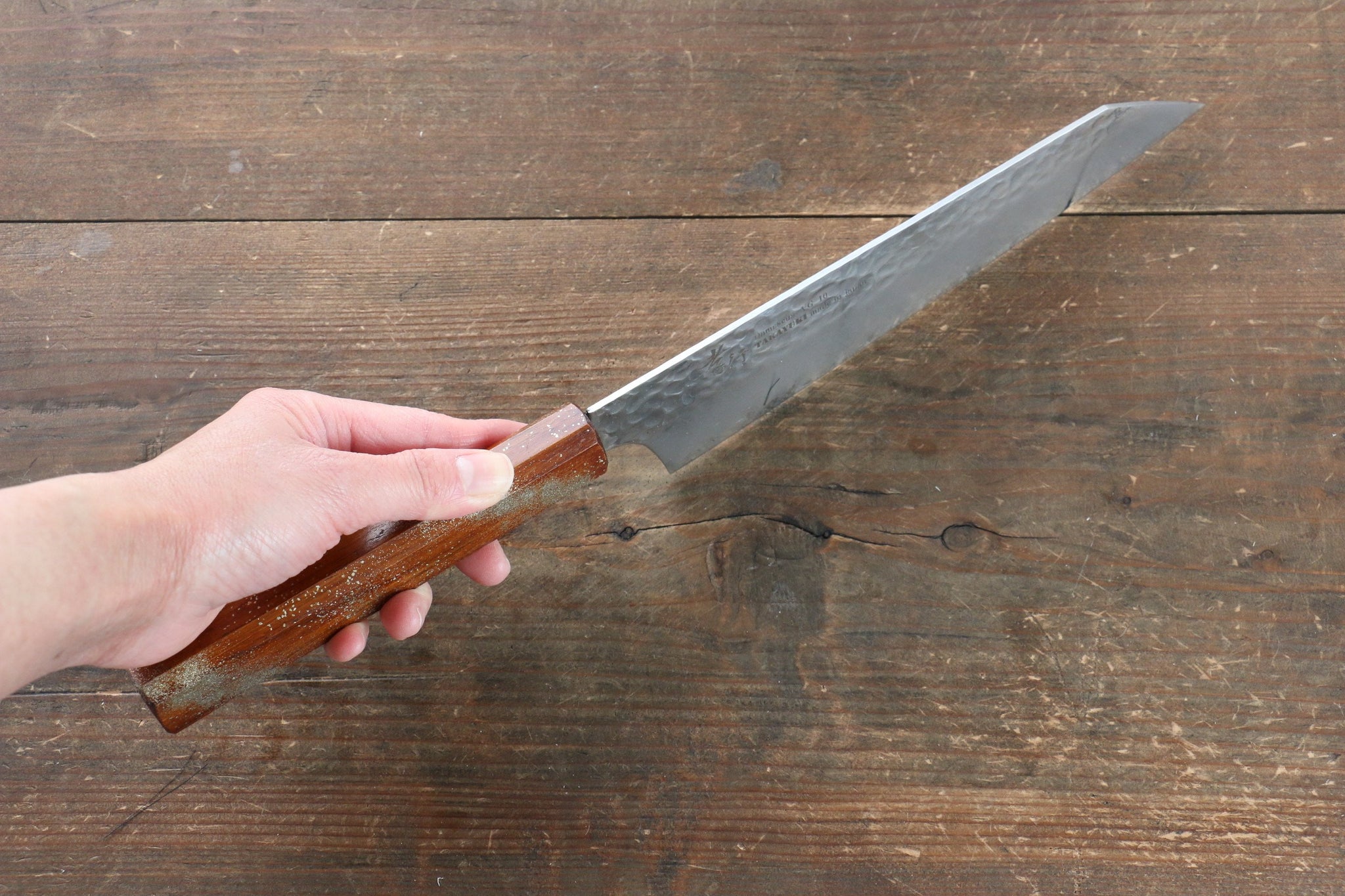 堺 孝行 V金10号 33層ダマスカス 剣型牛刀包丁  190mm 樫の木漆塗り(星連)柄 - 清助刃物