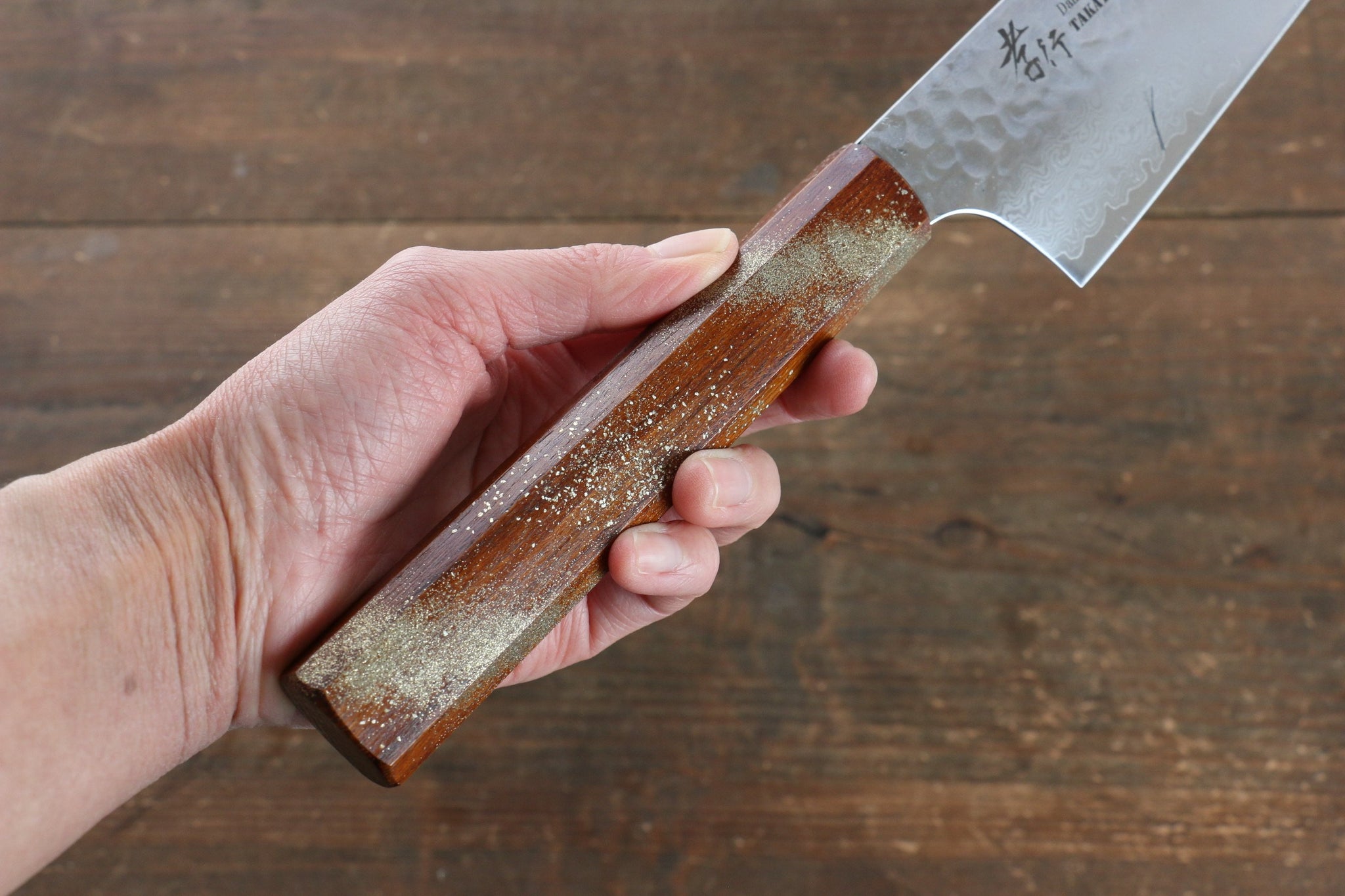 堺 孝行 V金10号 33層ダマスカス 剣型牛刀包丁  190mm 樫の木漆塗り(星連)柄 - 清助刃物