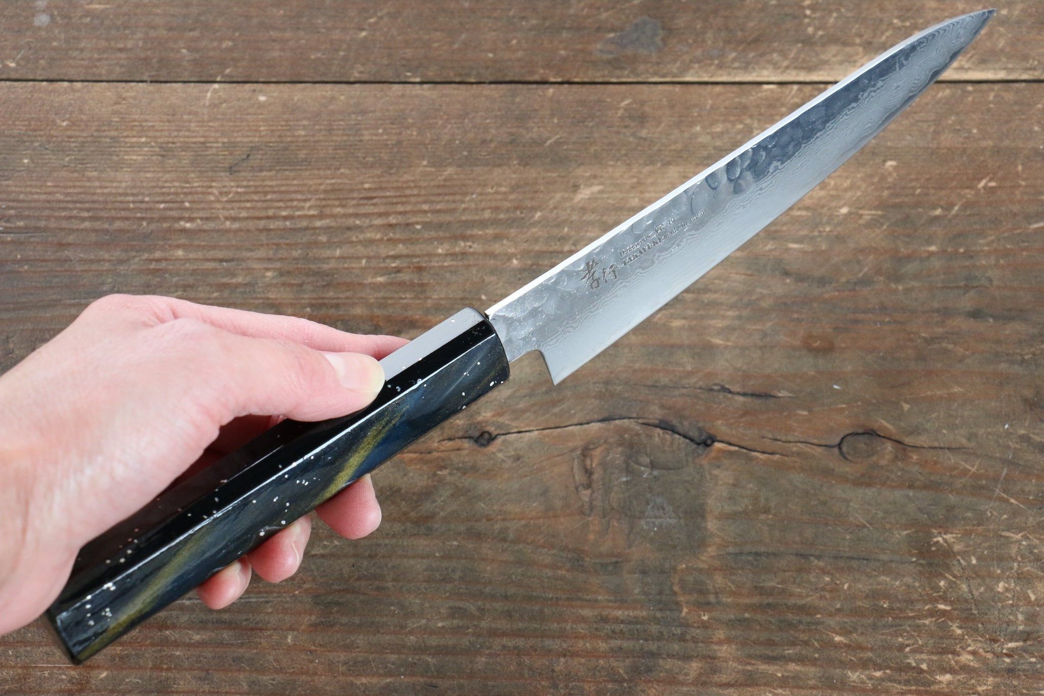 堺 孝行 V金10号 33層ダマスカス ペティーナイフ  150mm 樫の木漆塗り(彩宇)柄 - 清助刃物