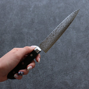 清助 V金10号 8層ダマスカス 磨き仕上げ ペティーナイフ 和包丁 150mm 黒合板柄 - 清助刃物