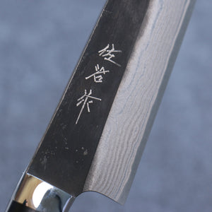 佐治 武士 青スーパー鋼 黒仕上げ ダマスカス 切付牛刀包丁 和包丁 180mm 黒マイカルタ柄 - 清助刃物