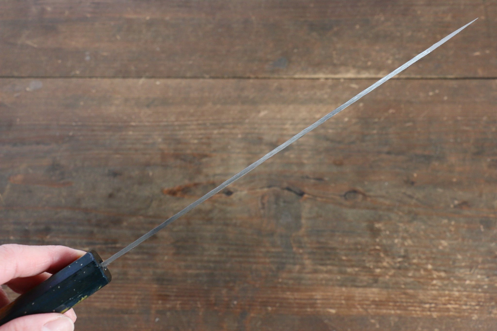 堺 孝行 V金10号 33層ダマスカス 剣型牛刀包丁  190mm 樫の木漆塗り(彩石)柄 - 清助刃物